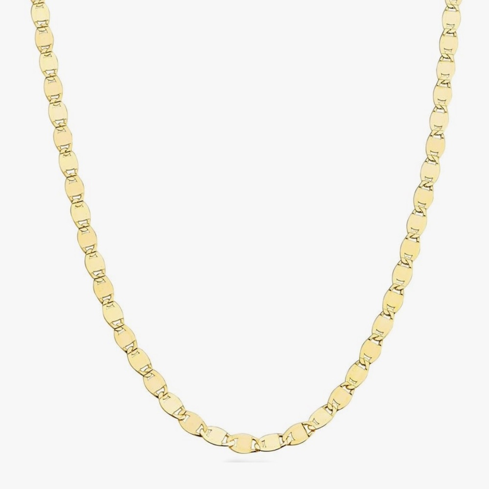 Italian 18K Gold - 925 Sterling Silver Sparkle Mirror Link Chain Dainty Necklace